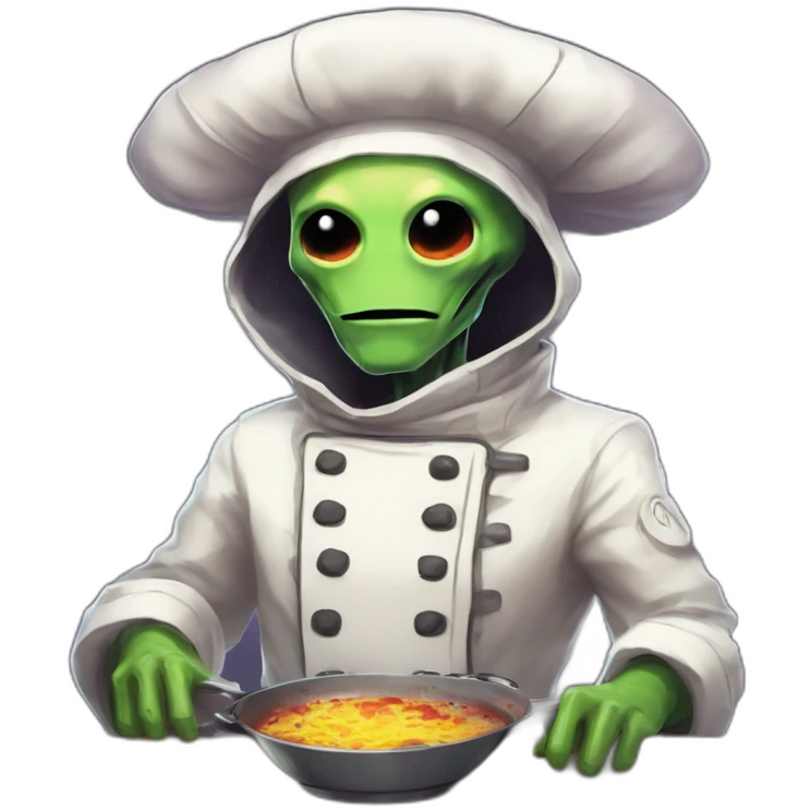 alien chef scifi roguelike rpg style inspired by slay the spire digital art emoji