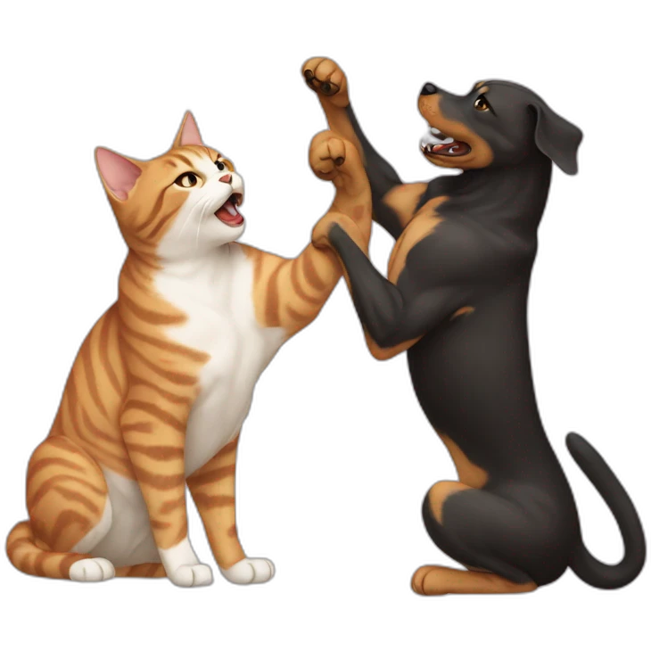 cat fighting dog emoji
