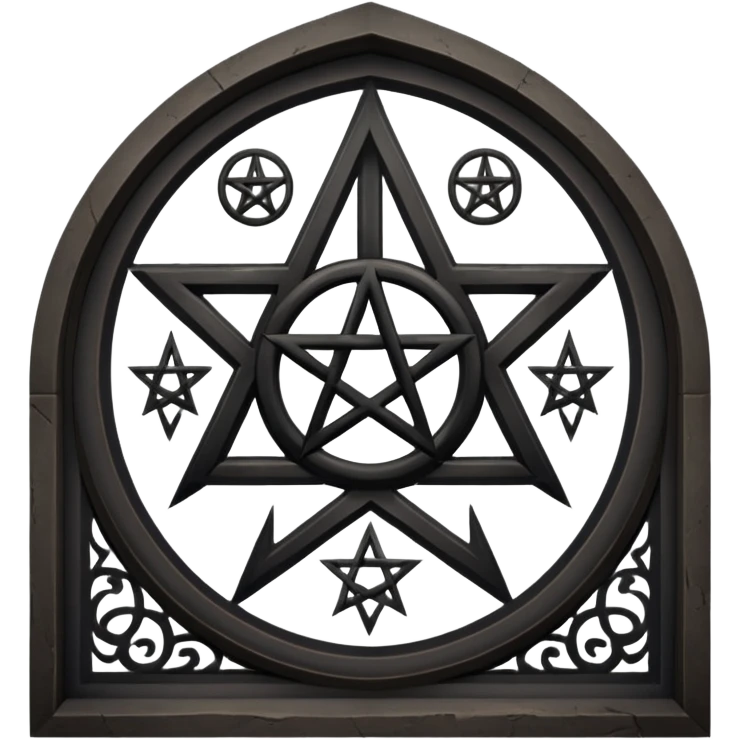 Black gothic window with pentacle emoji