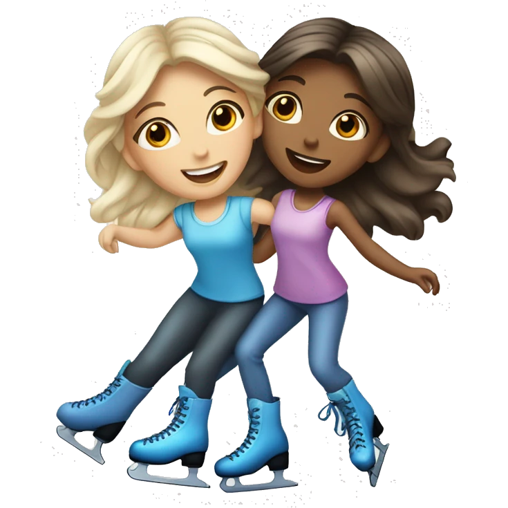 Two girls ice skating coquette  emoji
