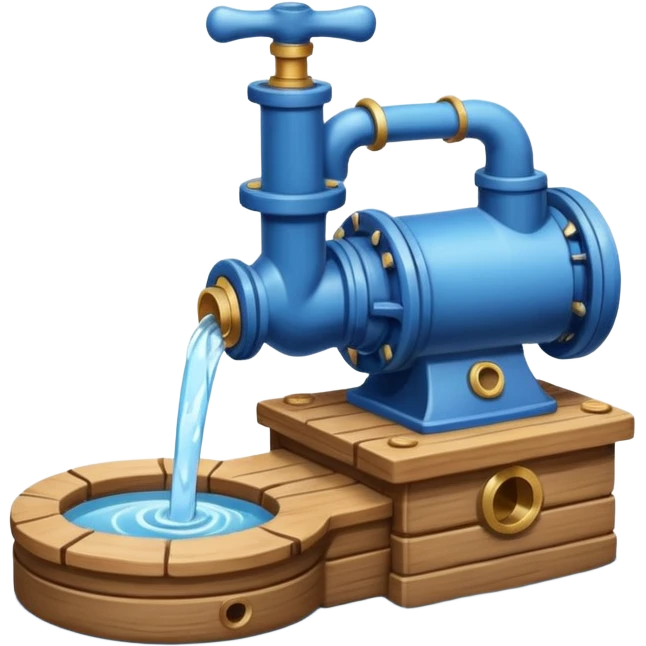 Ghibli style water pump with water pouring out of it emoji