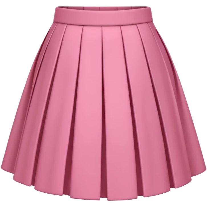 A 3D cartoon rose-pink pleated skirt with soft folds, smooth texture, isolated on plain background, Memoji-style. emoji