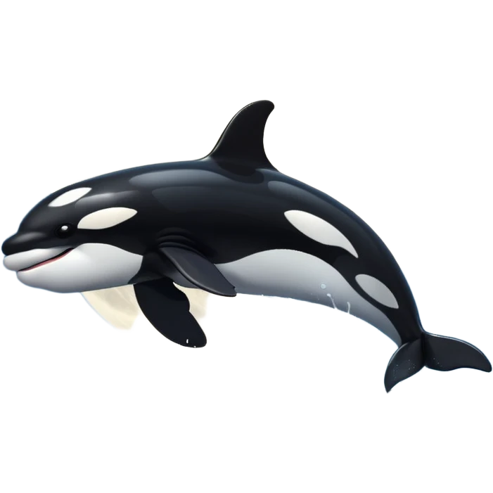 I want a realistic emoji of an orca whale leaping from the water with the moon illuminating the sky and reflecting on the sea. emoji