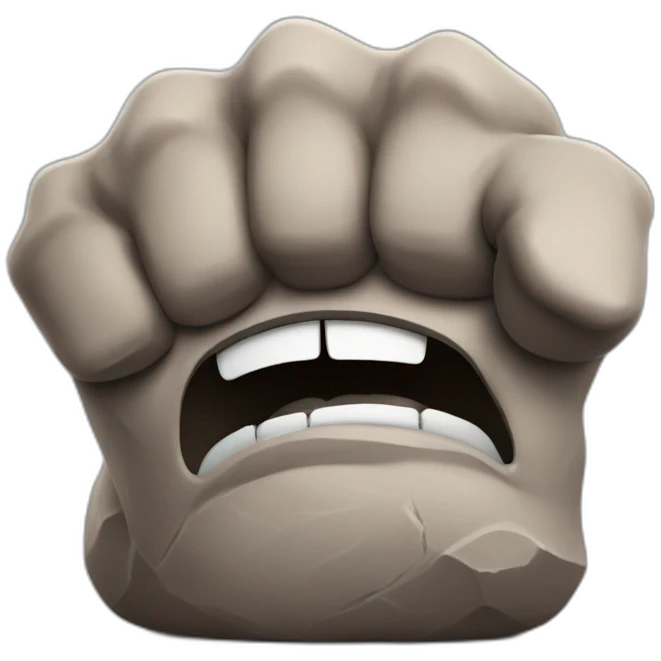 angry rock with muscle arms emoji