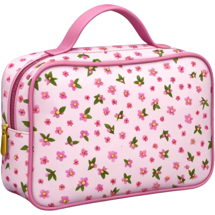 Toiletry bag with a pattern of little flowers pink emoji