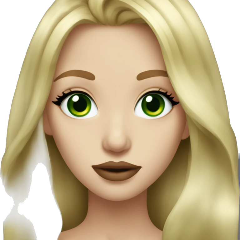 Blonde Long hair girl green eyes big lips beautiful  emoji