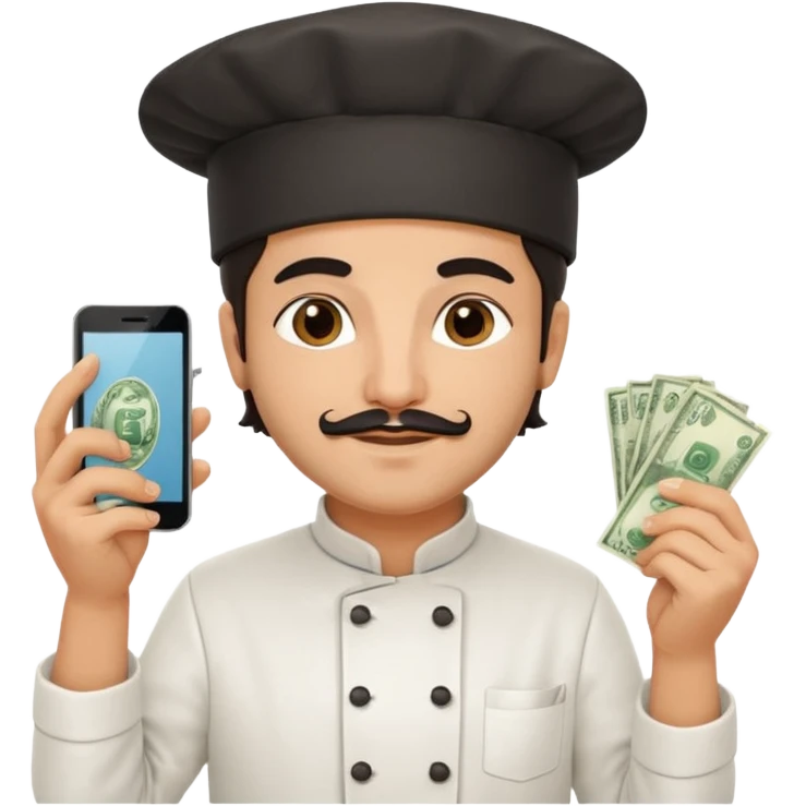 chef holding money and phone emoji