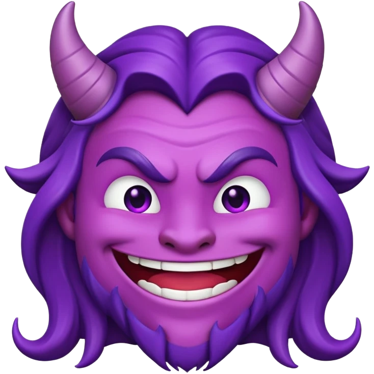 smiling purple devil emoji with long mans haircut emoji