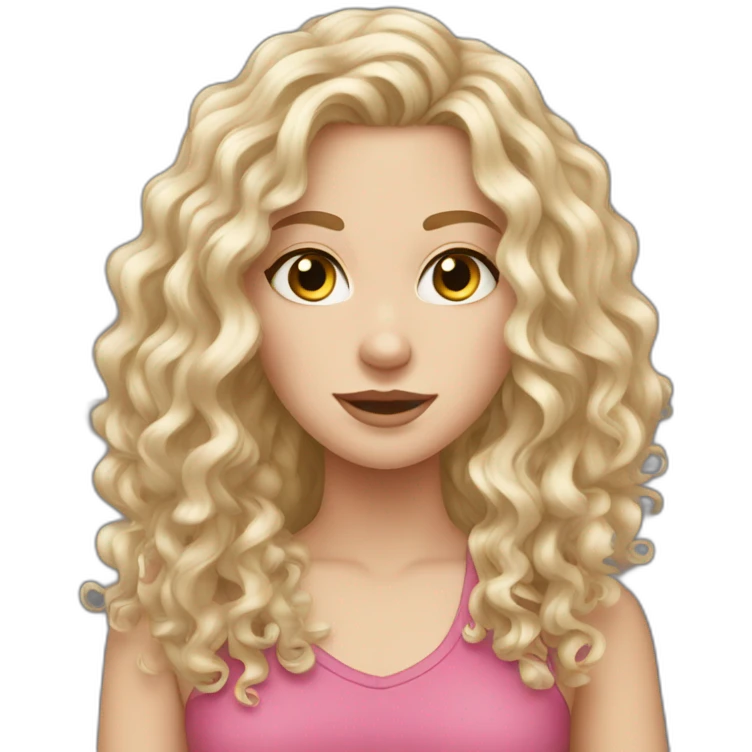 White girl with brorown curly long hair emoji