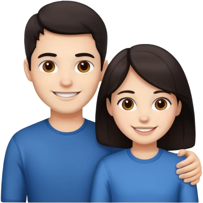 Brother ans sister, white skin, dark hair emoji