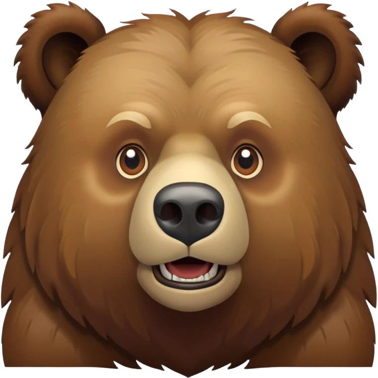 Russian grizzly bear, front view, brown fur, iOS emoji style emoji