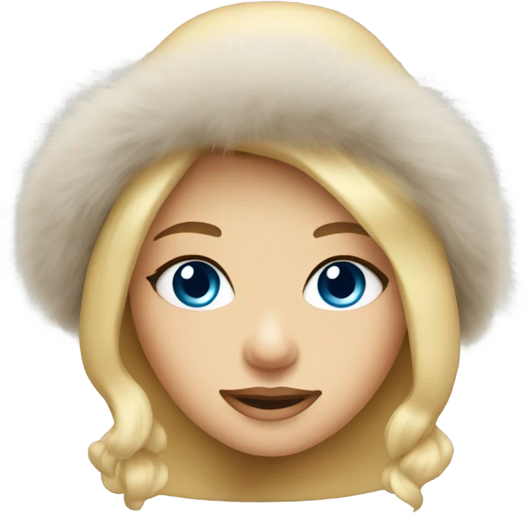 Blonde girl with fur hat and blue eyes emoji