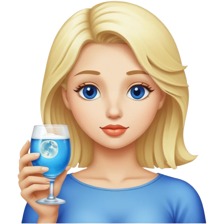 Blonde drinking blue moon emoji