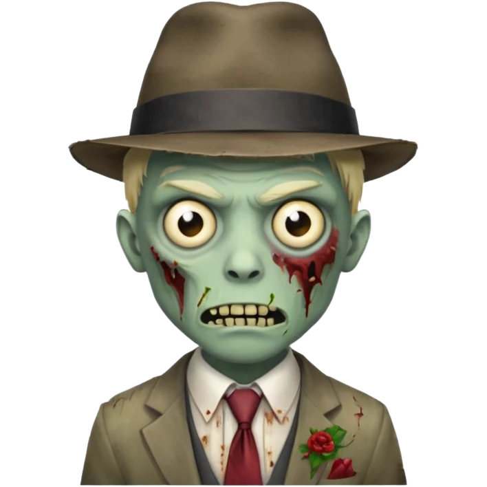 zombie with hat and tie emoji