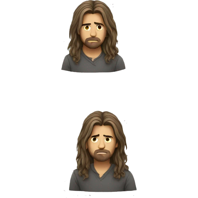 sad guys long hair  emoji