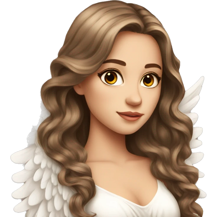 Beautiful angel wings long dress brown hair eyelashes emoji
