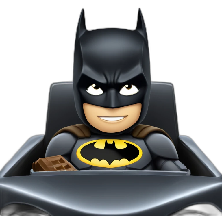 batman in the batmobile while eating chocolate emoji