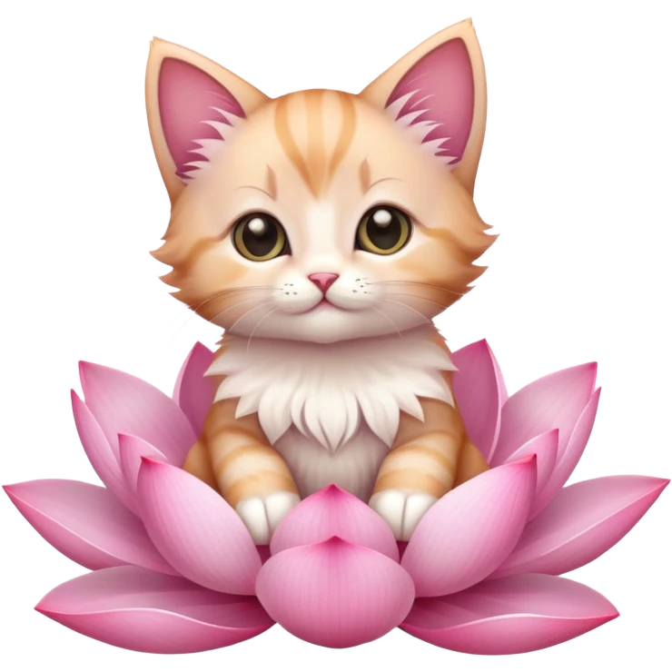 Kitten sitting on lotus flower emoji