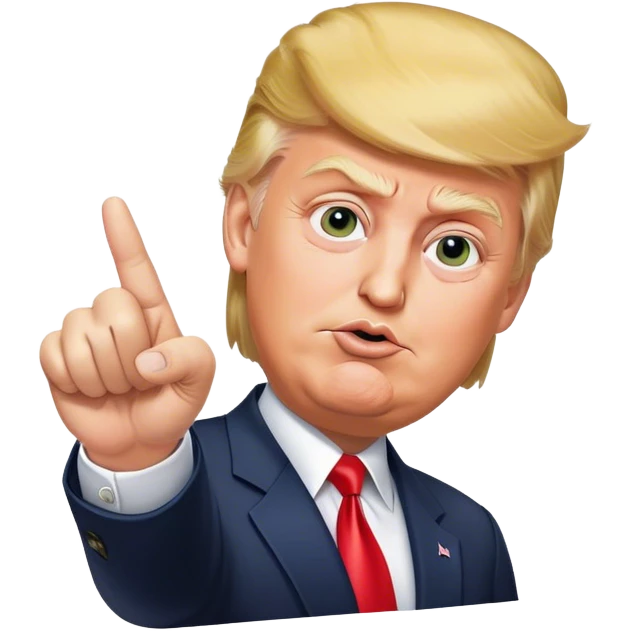 Super realistic Donald Trump pointing index finger up, realistic face emoji