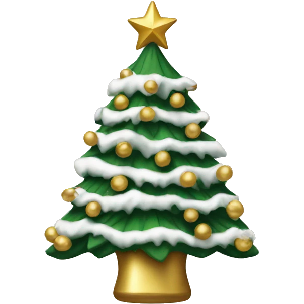 a Christmas tree with white and gold decorations emoji