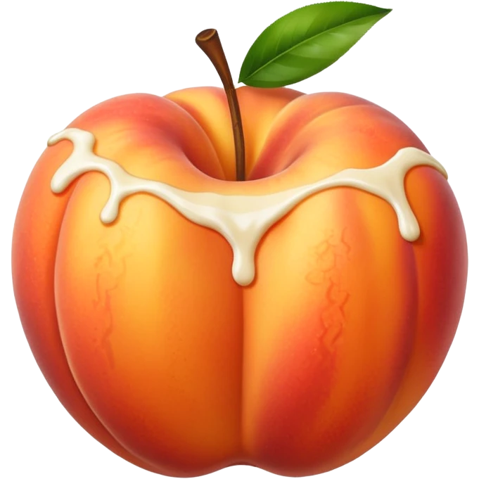 White cream drenched on a peach emoji