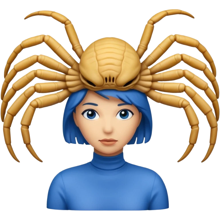 woman with blue Facehugger emoji