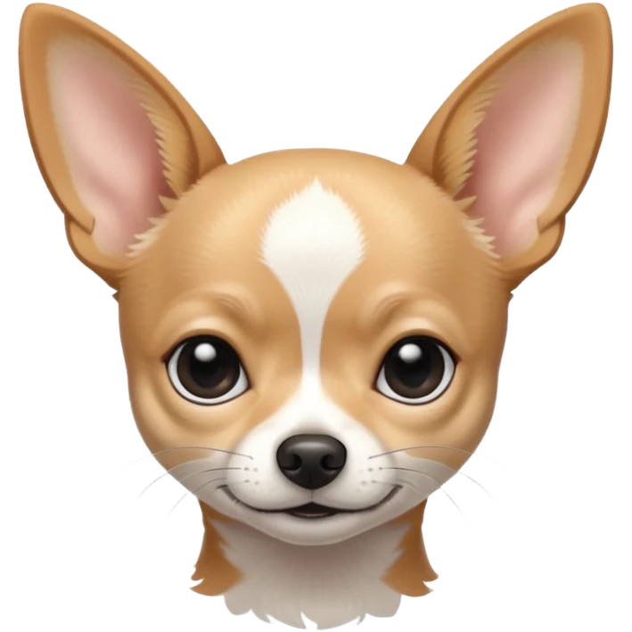 A black and white chihuahua emoji please with a thin white line on the center of head nose pointy emoji