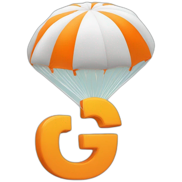 parachute and  orange letter Q emoji
