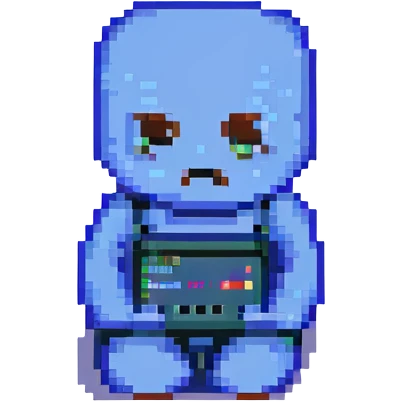 Blue screen of death with tiny ":(" face emoji