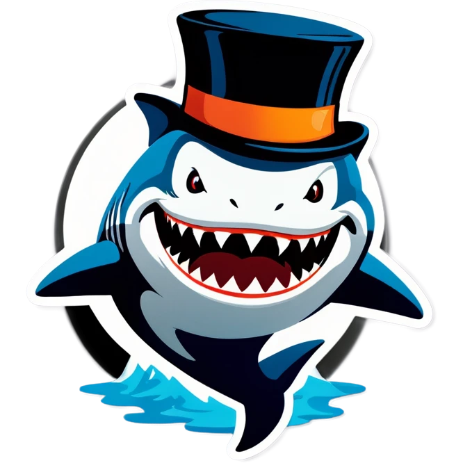Shark with a top hat emoji