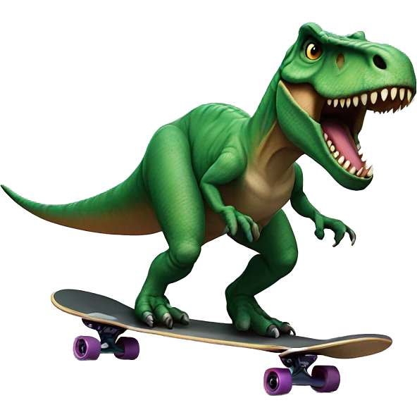 T-rex riding a skateboard  emoji