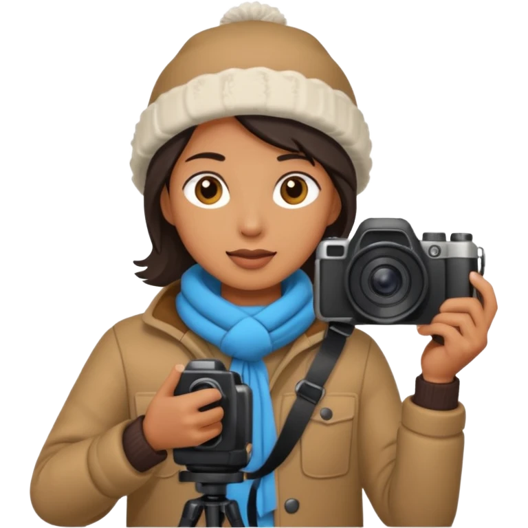 fotographer with winter clothes emoji