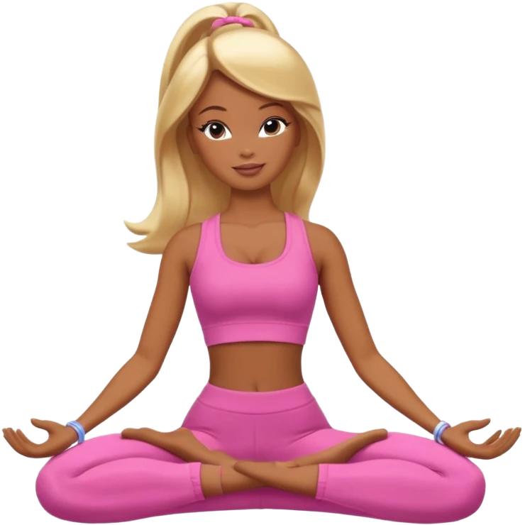 Brown skin blonde hair Barbie doing yoga emoji