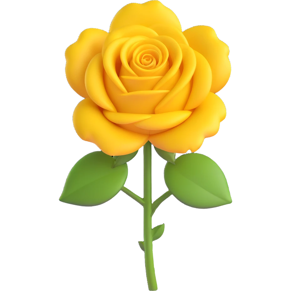 a single yellow rose, 3D emoji style emoji