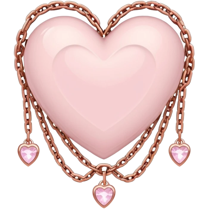 Rose-gold heart shape with chains and crystals and pastel pink roses adorning it emoji