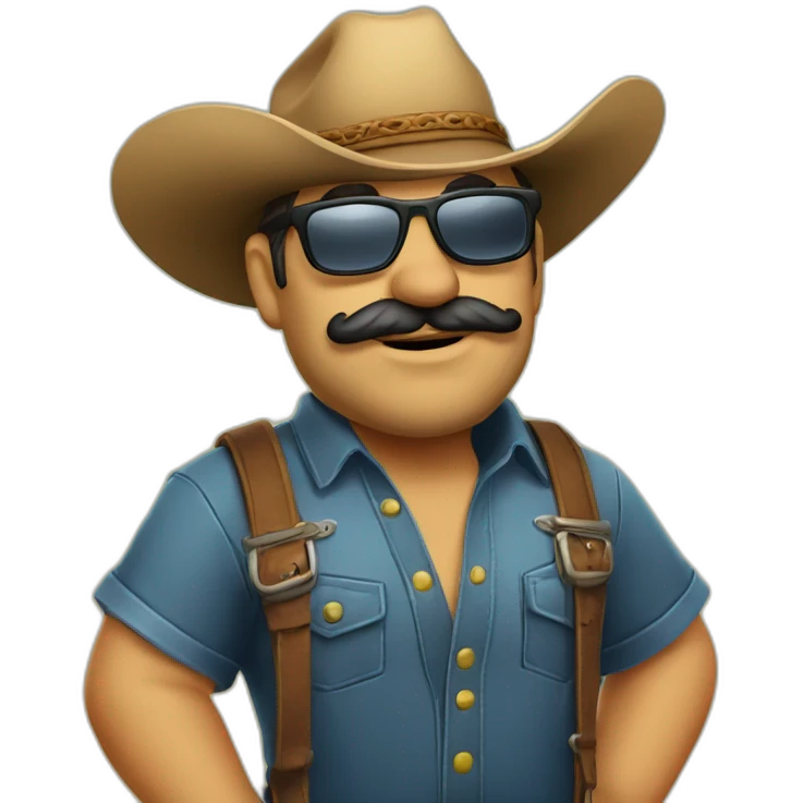 Vaquero gordito con gafas de sol emoji