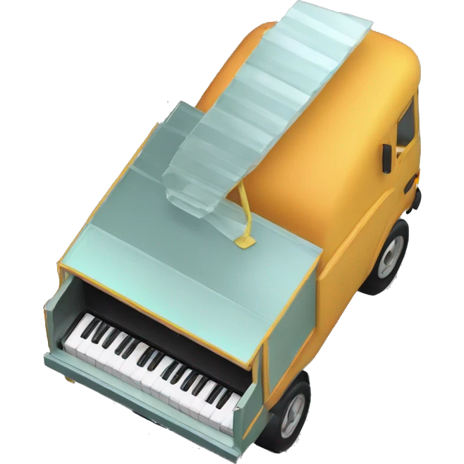 piano in a closednbox truck, side angle, isometric, shell xray vision  emoji