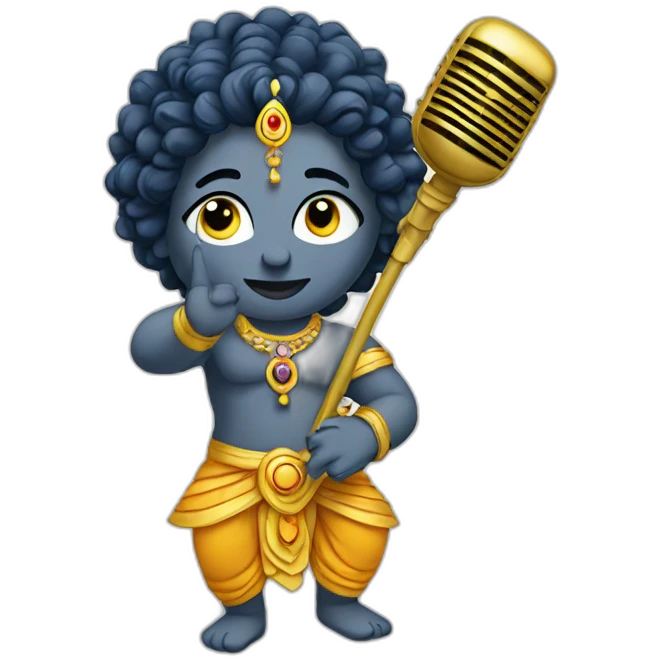 Krishna with a mic emoji