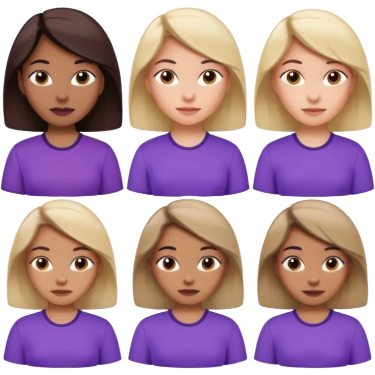 various races of women in a purple shirt ages 25-50 emoji
