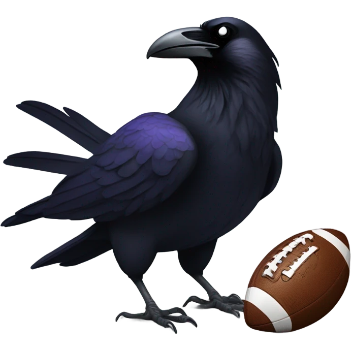 A raven carrying a football emoji
