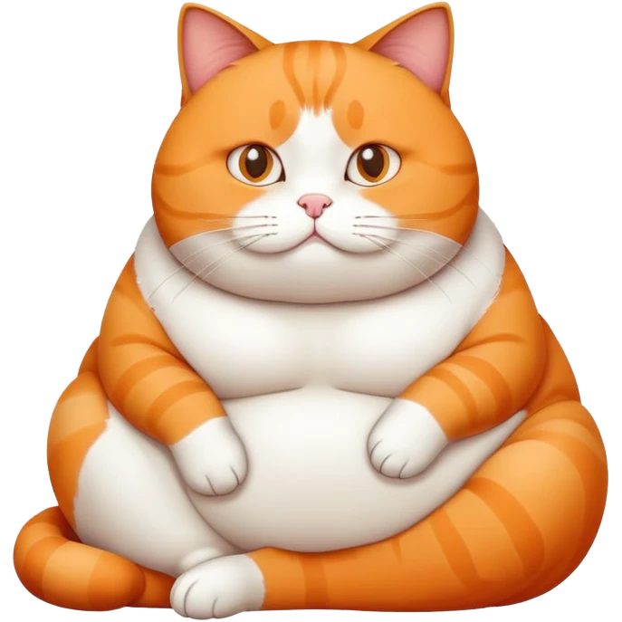 Fat cat sitting with round belly emoji