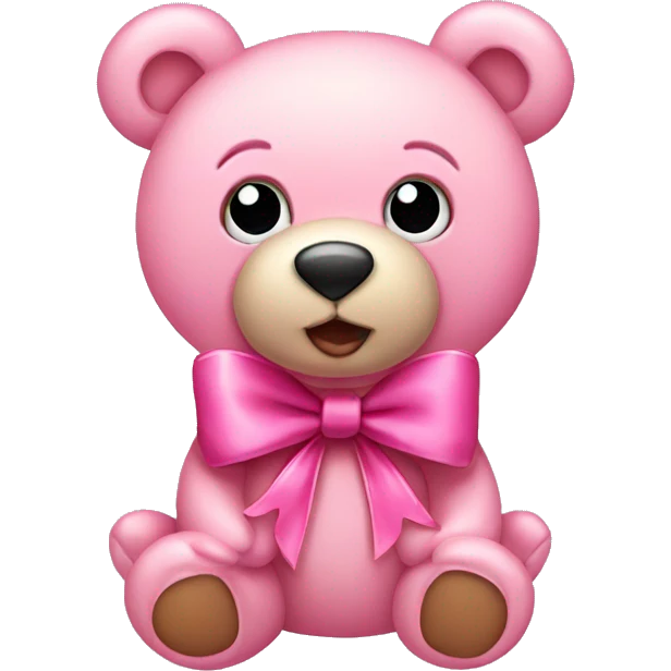 Pink teddy bear with bows emoji