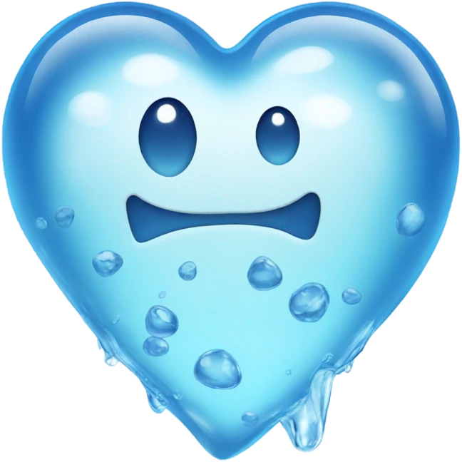 Blue clear Heart made out of water  emoji