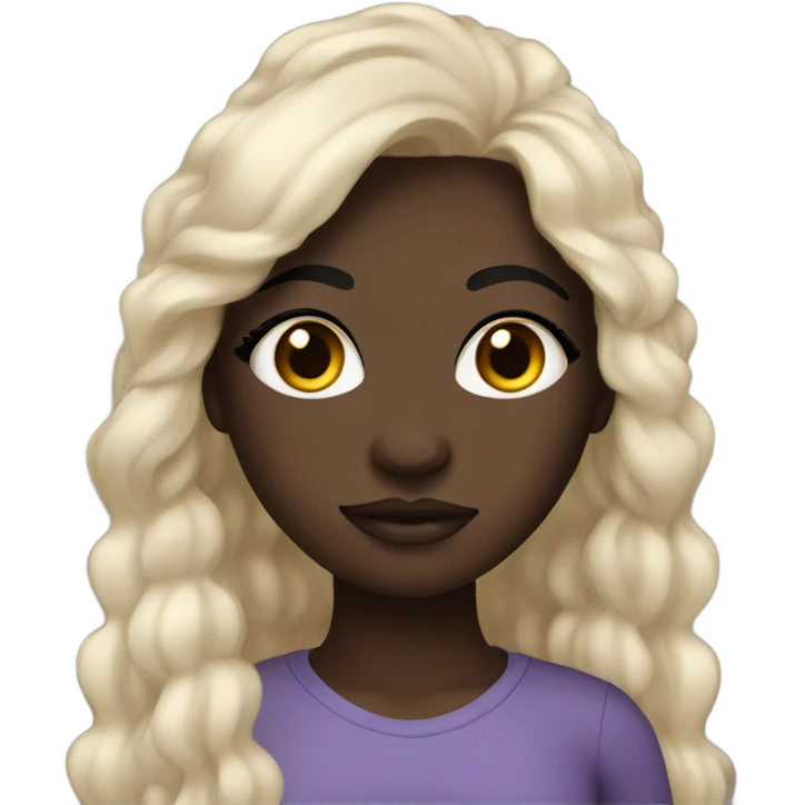 Darkskin girl with lashes and long 4C hair emoji