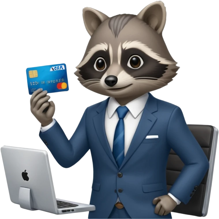 Raccoon working at Amex emoji