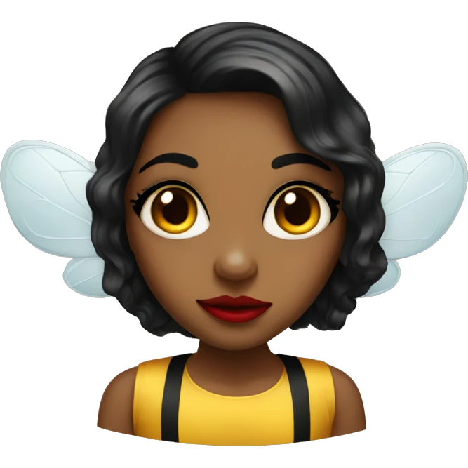 Girl bee with big red lips and black eyelashes emoji