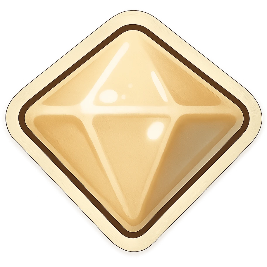 diamond shape carved from ivory. square tilted 45 degrees. full front view emoji