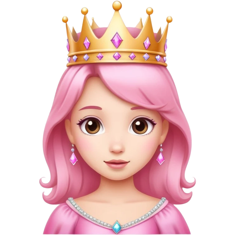 Cute pink princess with crown and sparkles emoji
