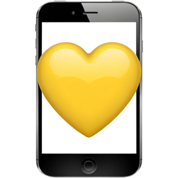 Fusiona un corazón de iPhone de color amarilla con color negro otro como el tercero pero sin el rabo de arriba emoji