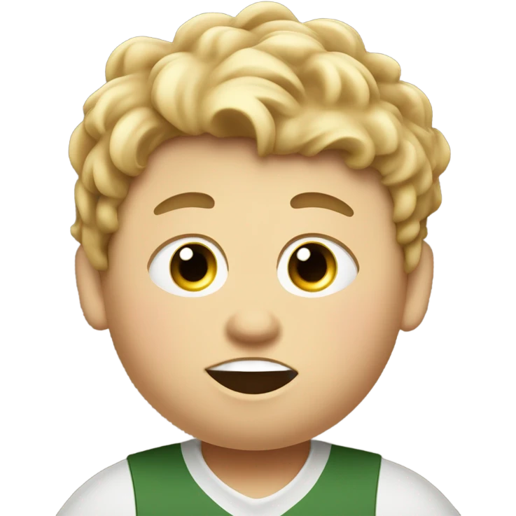 really fat kid who is tan and loves to eat and play golf and he has one eyeball and one giant piece of a hair emoji